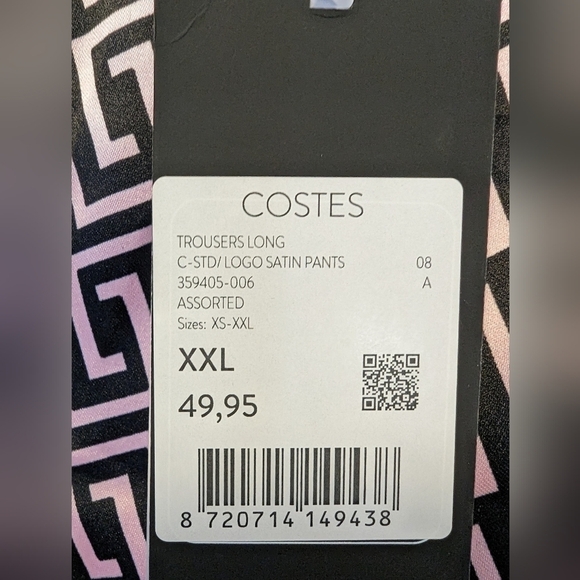 Pink wide leg pants by Costes Europe Women's XXL pink with black geo prints - Picture 12 of 13